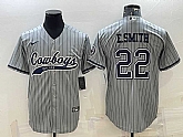 Men's Dallas Cowboys #22 Emmitt Smith Grey With Patch Cool Base Stitched Baseball Jersey,baseball caps,new era cap wholesale,wholesale hats